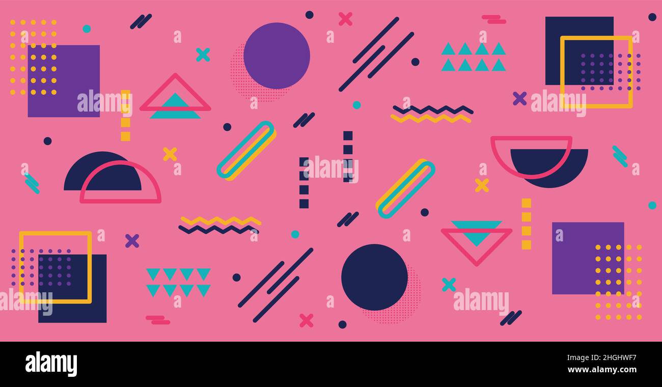 Colorful multicolored panoramic abstract background from different geometric shapes - Vector illustration Stock Vector