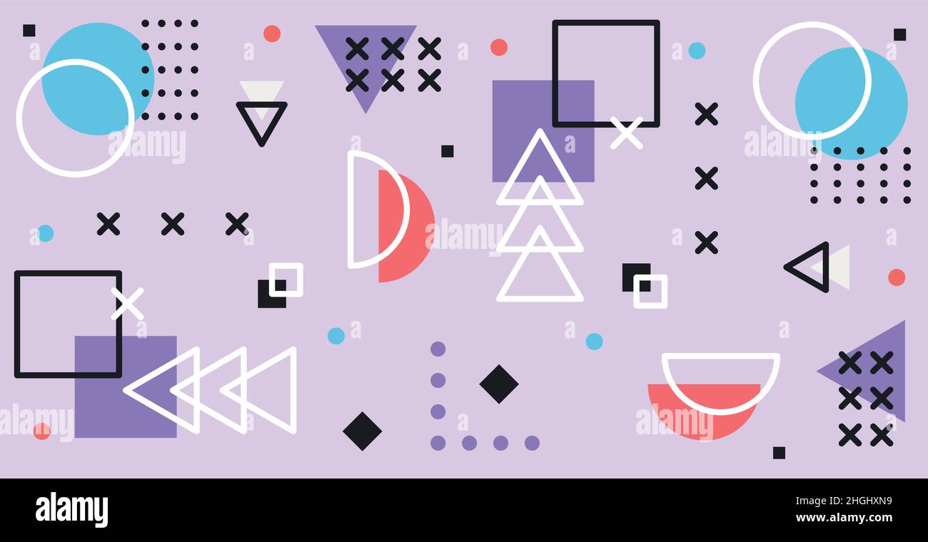 Colorful multicolored panoramic abstract background from different geometric shapes - Vector illustration Stock Vector