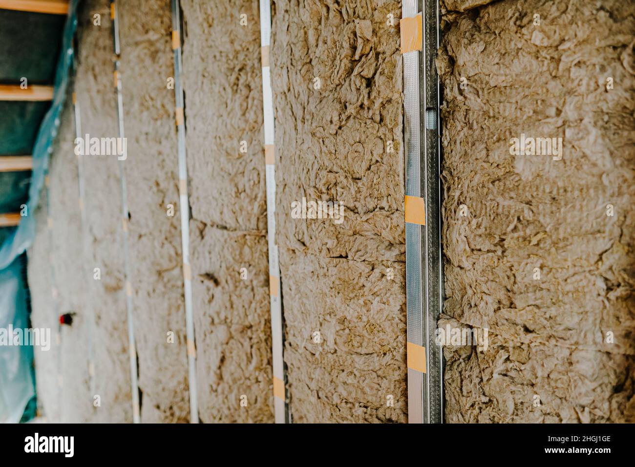 attic insulation with mineral wool Stock Photo Alamy