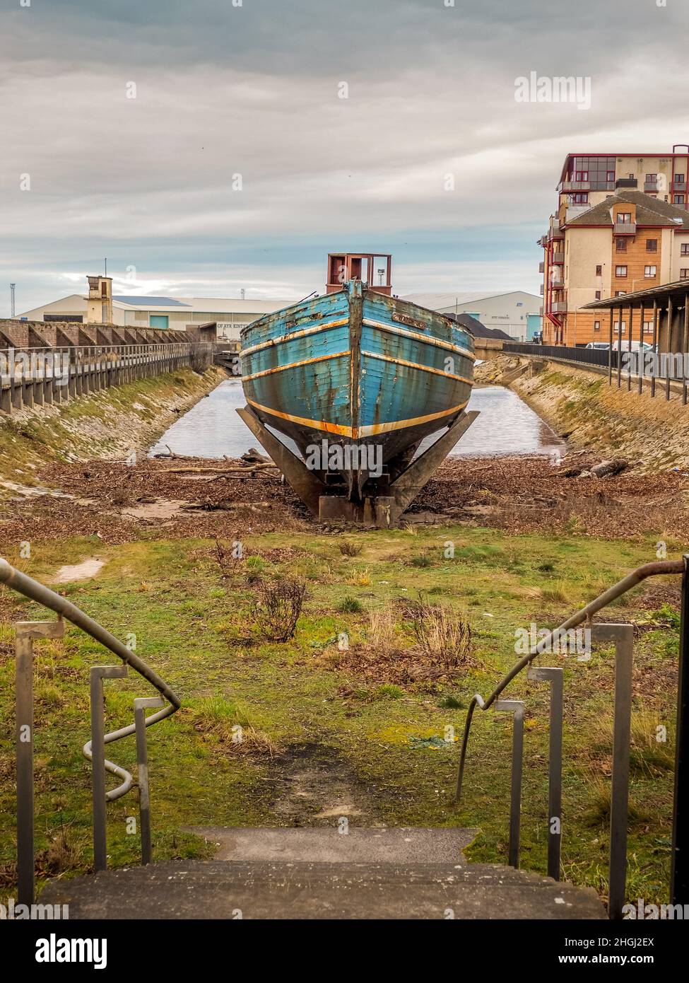 Old Herring boat 'Watchfull' at the sea front of Ayr Stock Photo