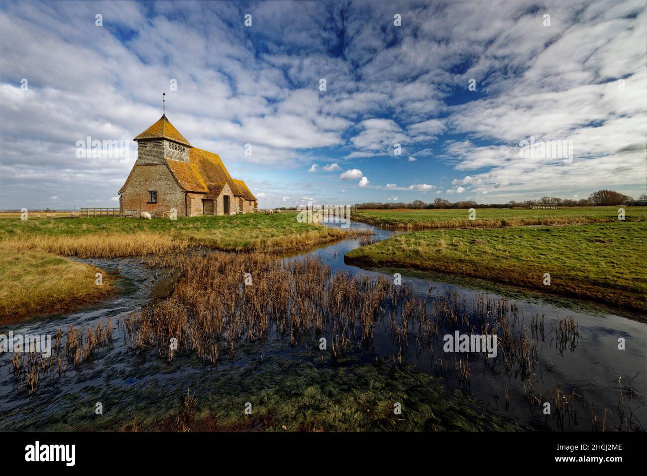 St Thomas Becket Church Fairfield Romney Marsh Kent Stock Photo