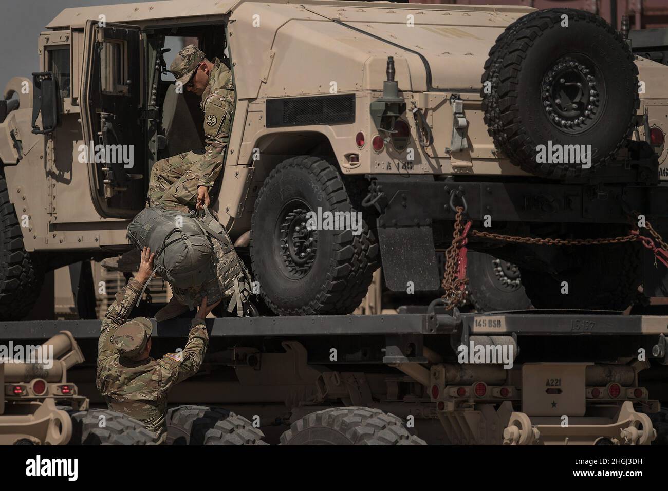 Vehicles with the 145th BSB were directed into the parking area where