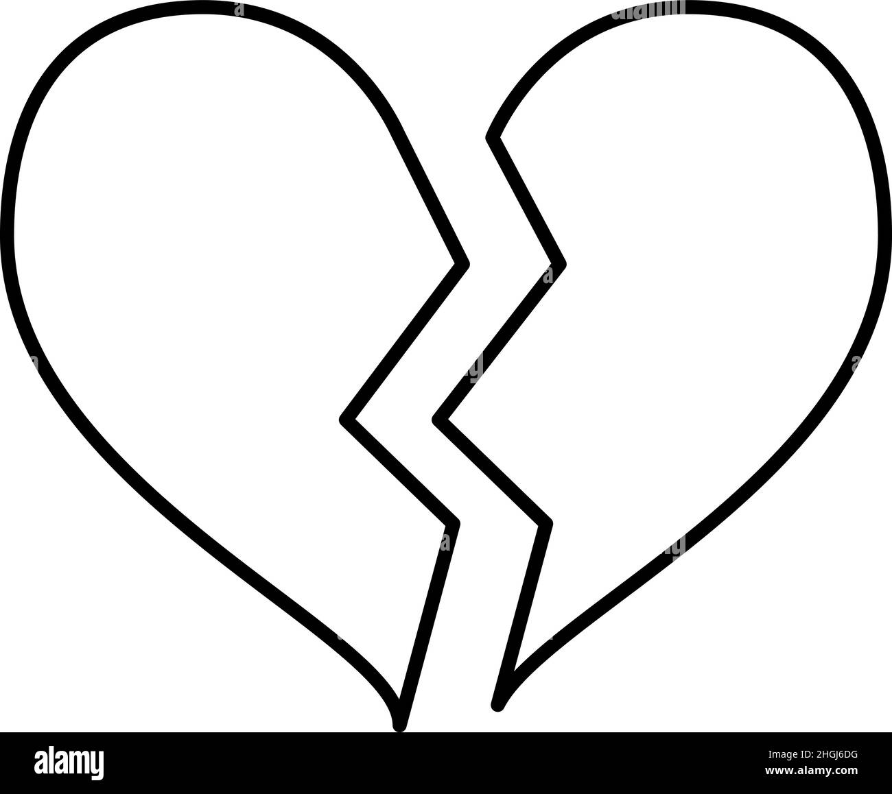 Broken Heart Outline Icon Vector Stock Vector Image & Art - Alamy