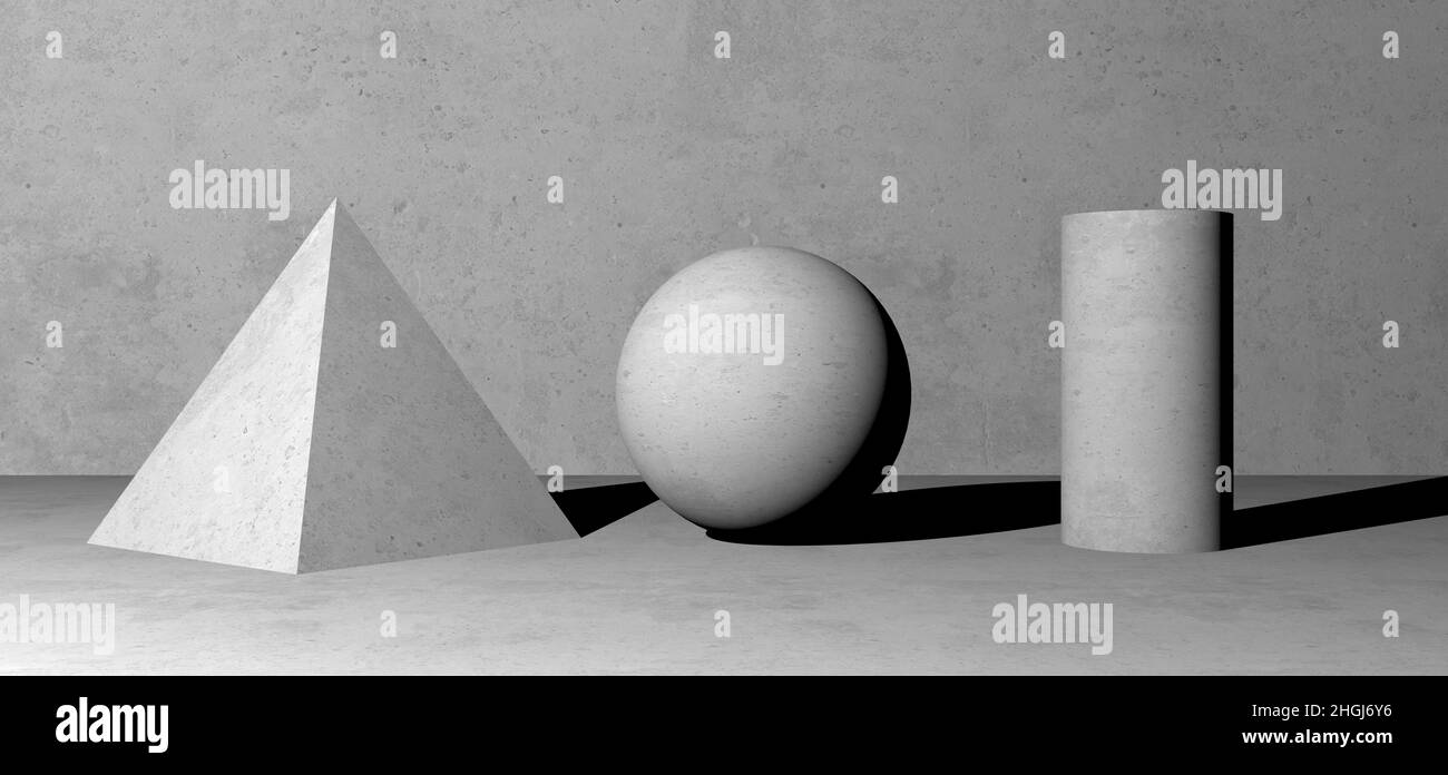 The Cylinder Sphere Pyramid Composition. Composition of geometric