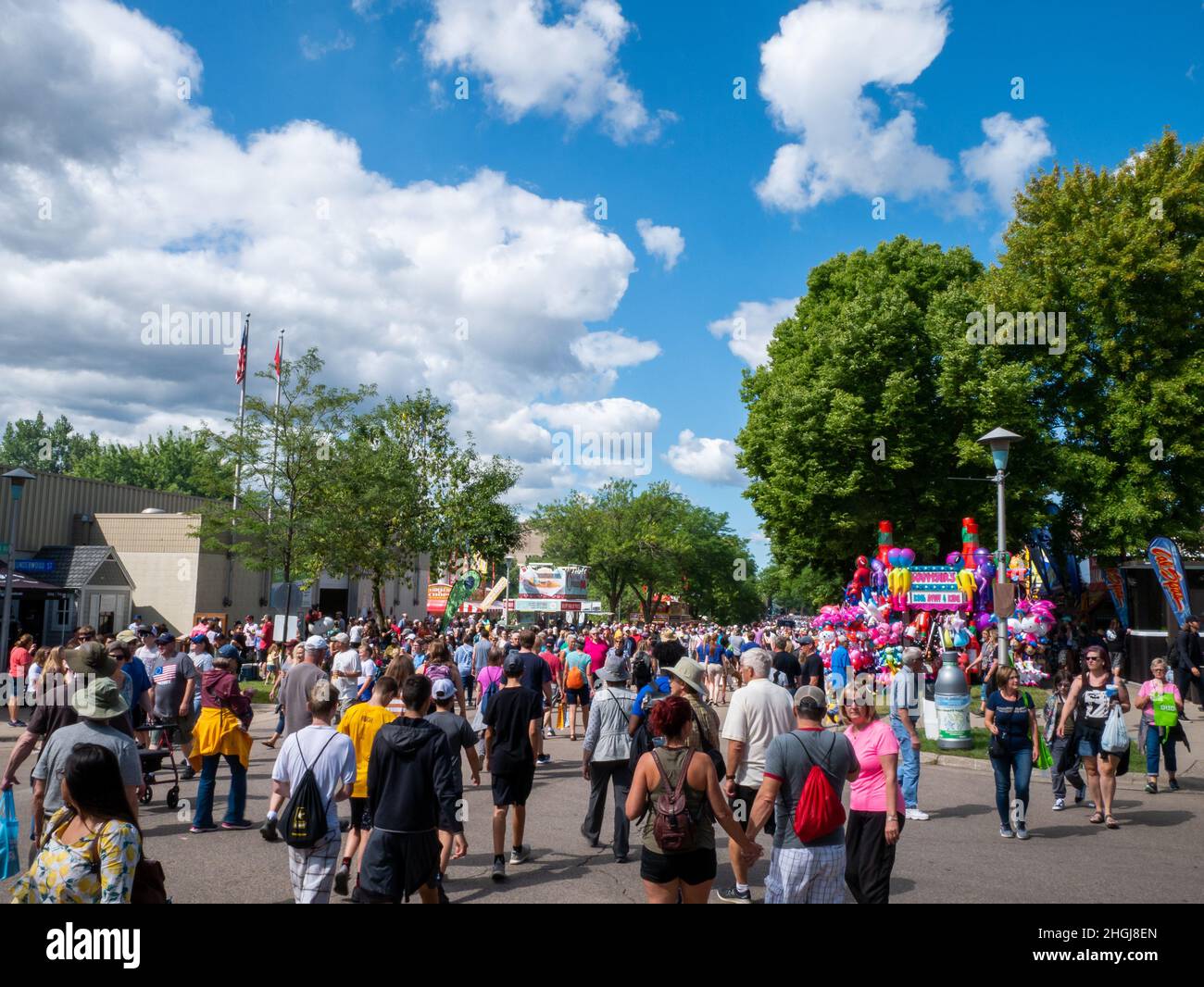 FALCON HEIGHTS, MN - 22 AUG 2019: Minnesota State Fair crowd is the largest annual gathering in Minnesota and millions of people attend during the two Stock Photo