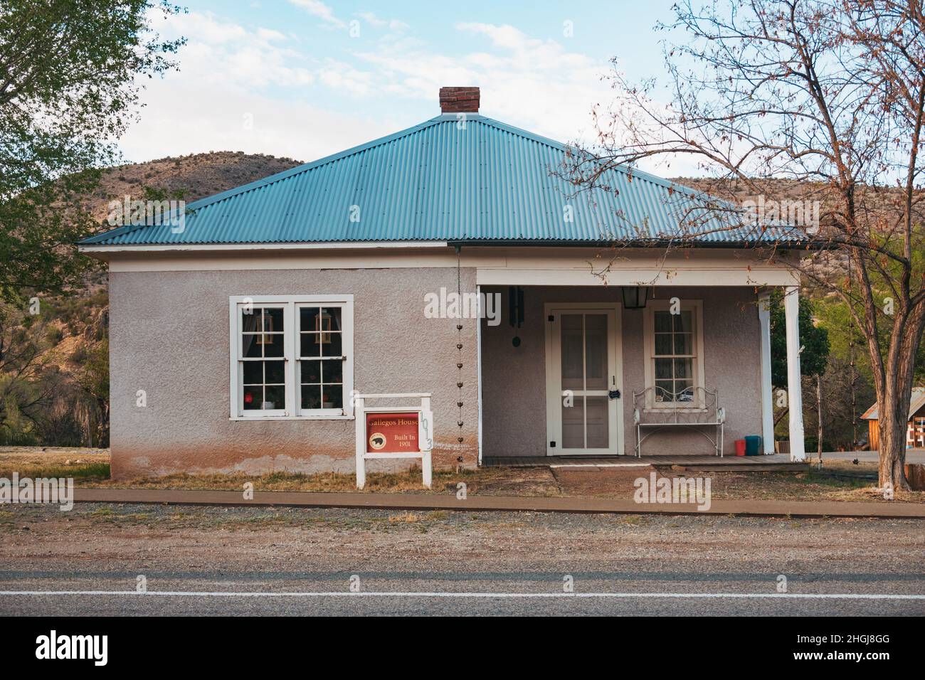 a house in Lincoln Historic District, an preserved Old West town in New Mexico, United States