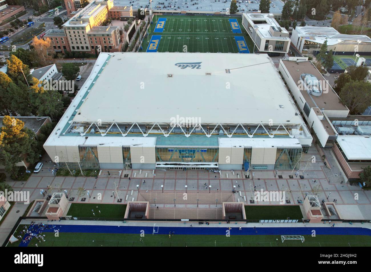 An aerial view of Pauley Pavilion, Thursday, Jan 20, 2022, in Los
