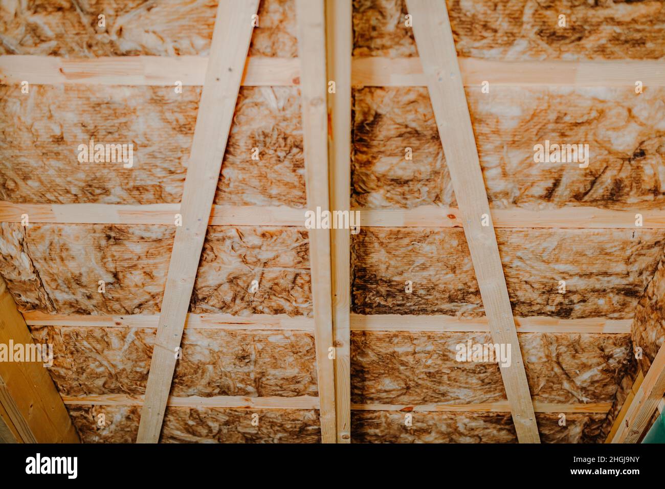 attic insulation with mineral wool Stock Photo Alamy