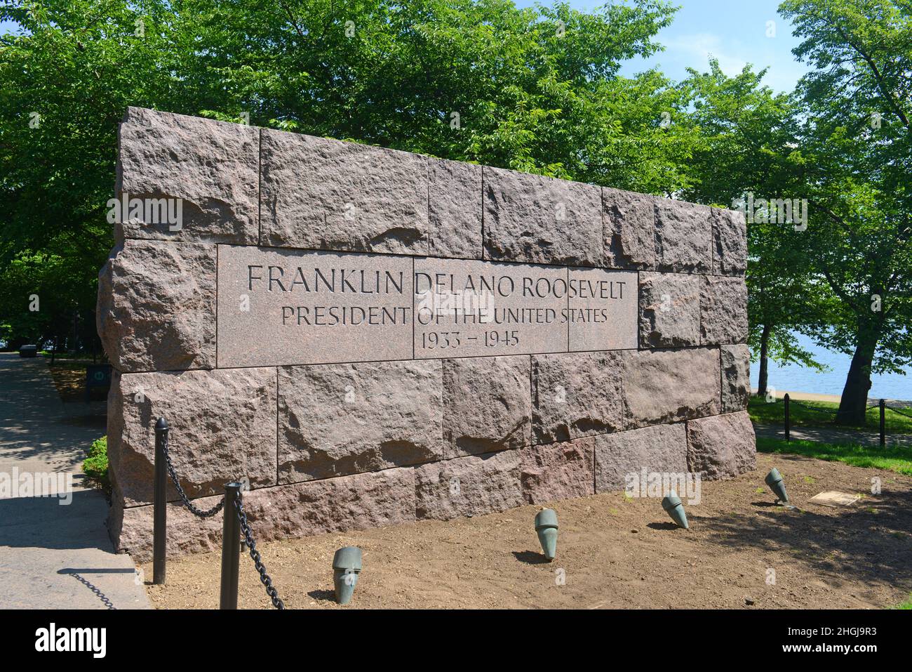 Franklin Delano Roosevelt Memorial is a presidential memorial in Washington DC, USA. Stock Photo
