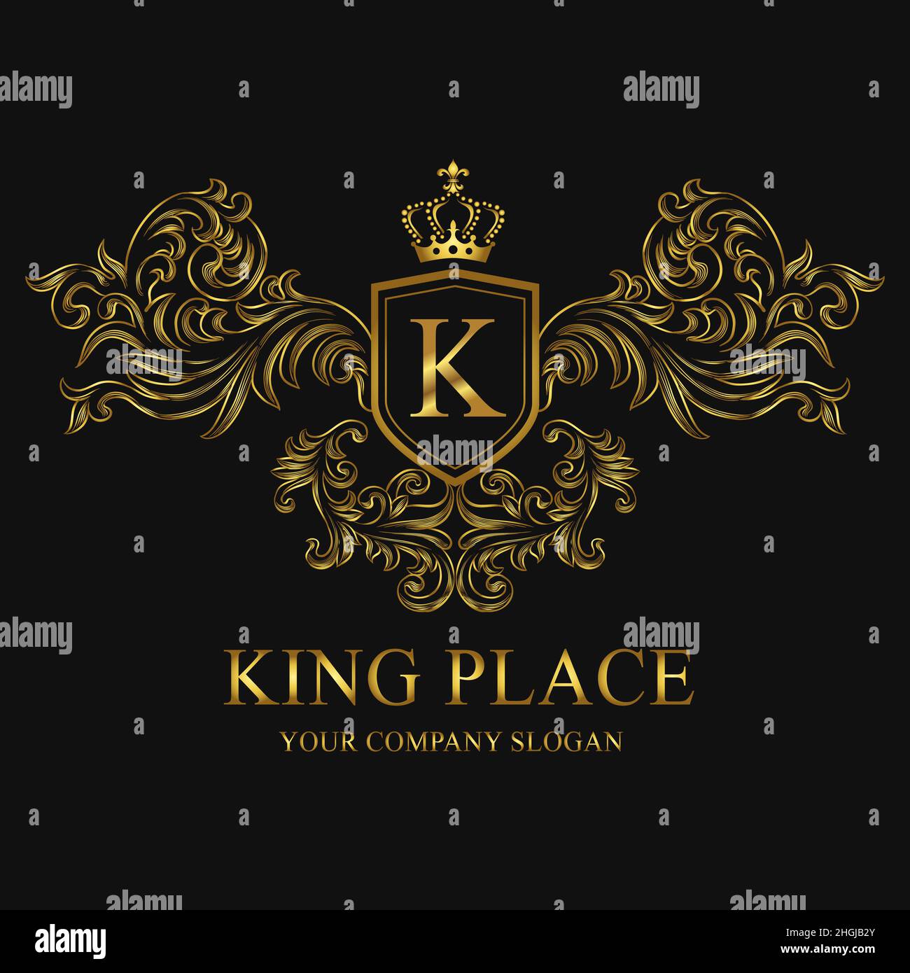 Luxury Letter R Logo With Crown Stock Photo - Alamy