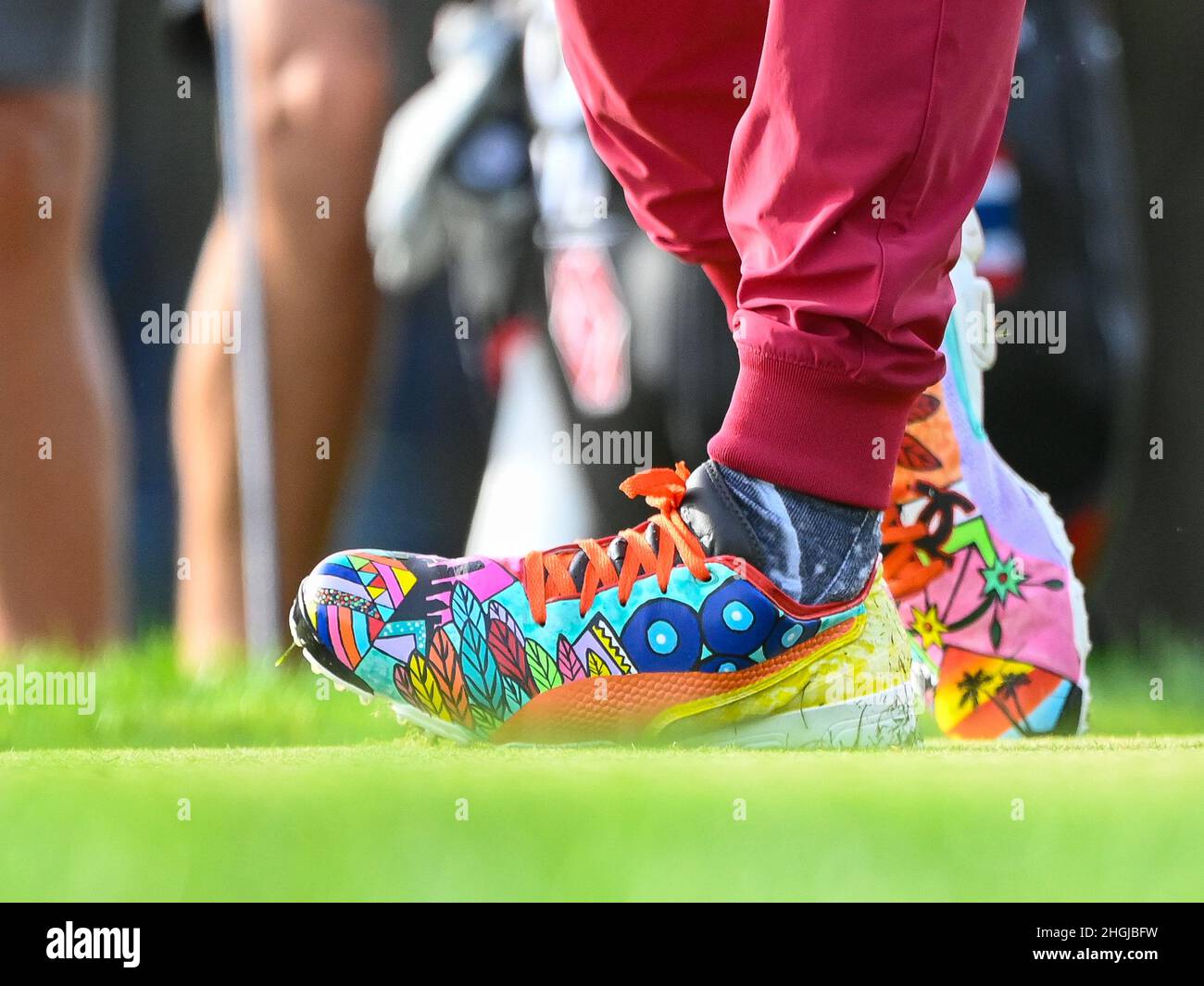 Orlando, FL, USA. 21st Jan, 2022. Golf shoes worn by Maurice Allen Long  Drive Champion during 2nd round of Hilton Grand Vacations Tournament of  Champions held at Lake Nona Golf & Country