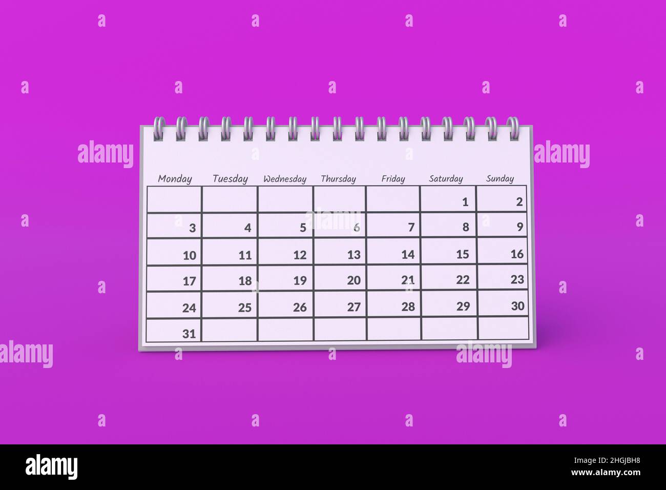 Blank paper calendar. Daily schedule. Meeting planning. Organization of
