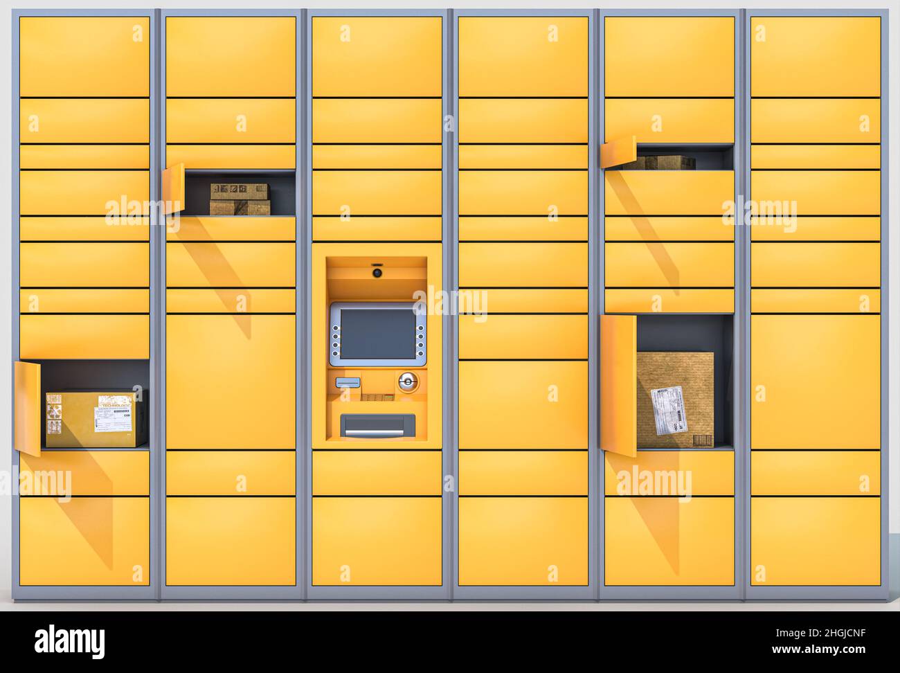 locker cabinet for automatic shipments. 3d render Stock Photo