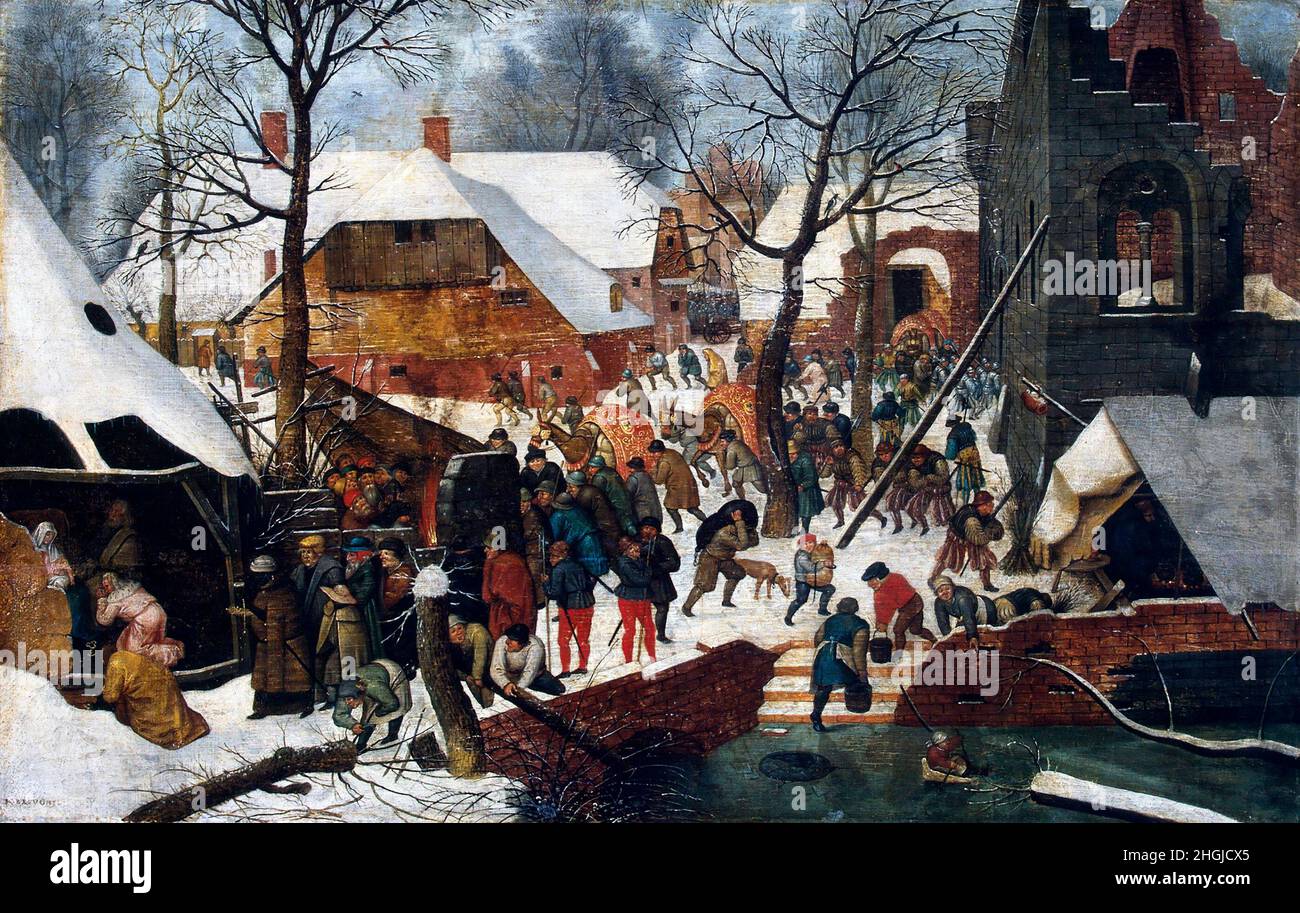 Adoration of the Magi by Pieter Brueghel the Younger (1564-1638), oil on canvas Stock Photo