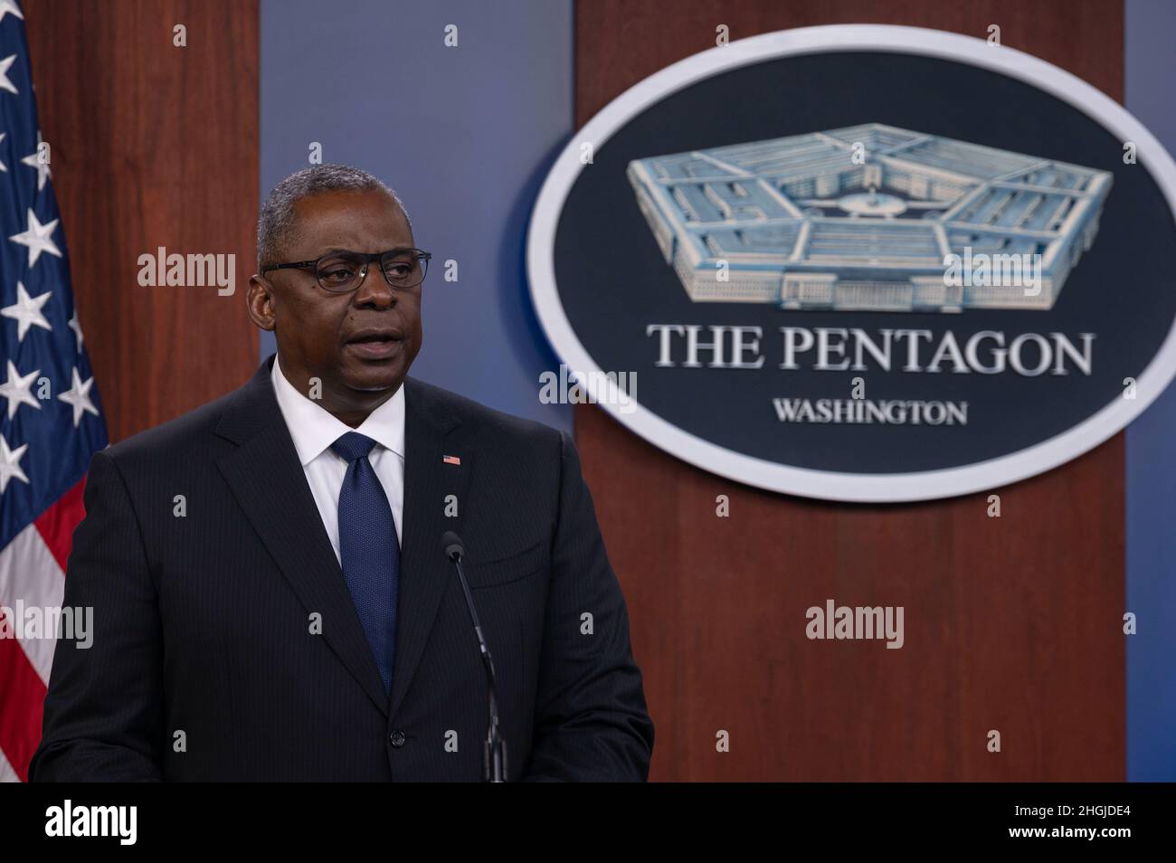 Secdef Picture Secretary of Defense Lloyd J. Austin III briefs the media on ...
