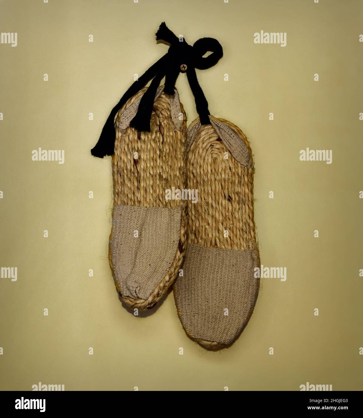 Handmade traditional Colombian espadrilles (footware) used for cumbia clothing. Stock Photo