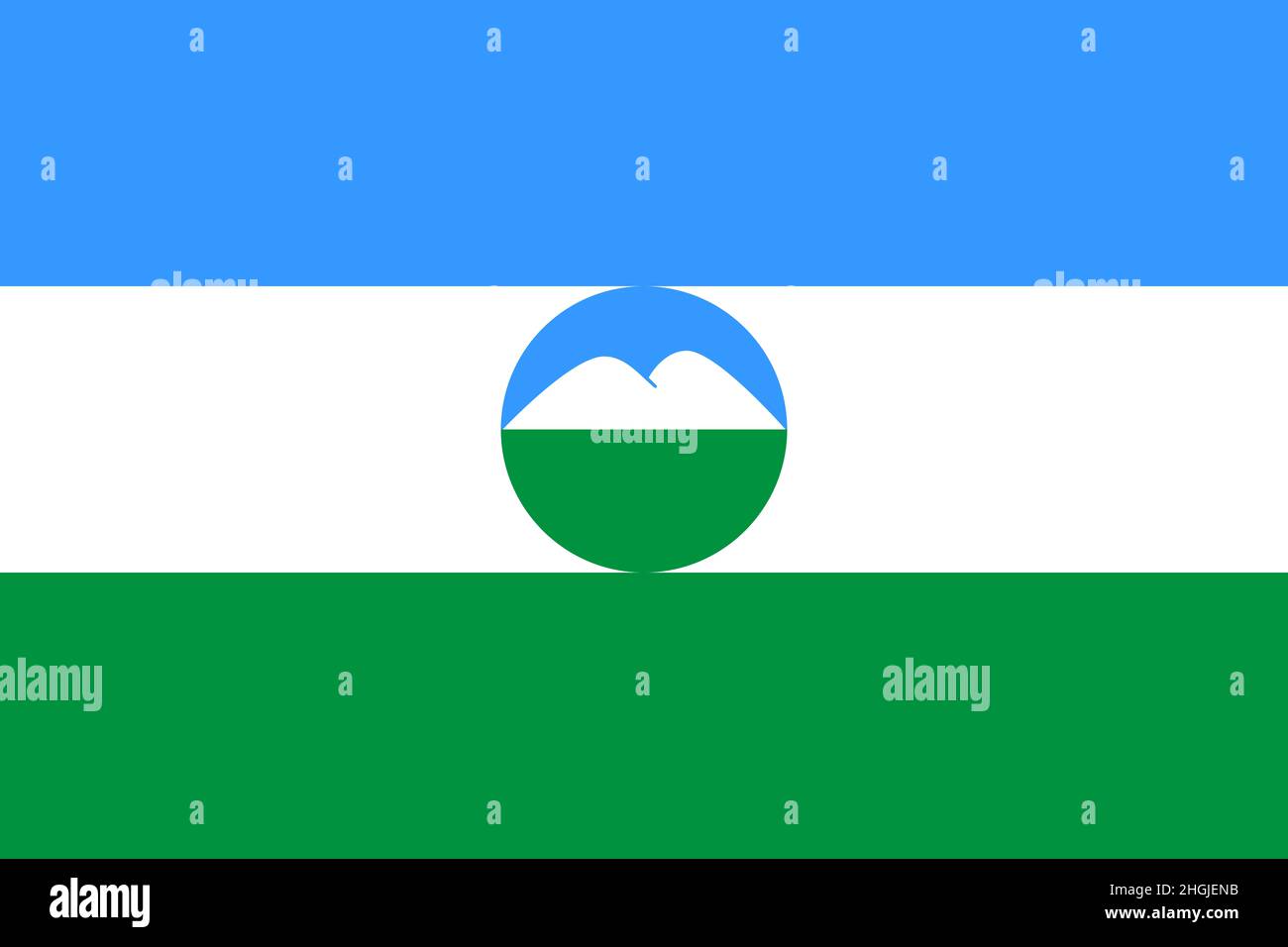 Official Large Flat Flag of Kabardino-Balkaria Horizontal Stock Photo