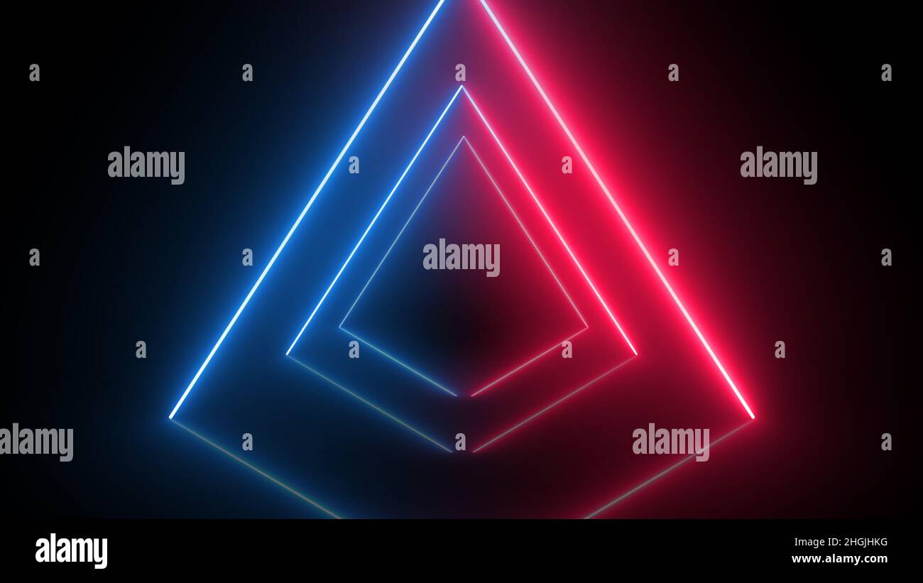 Abstract triangle geometric neon glowing lights line background Stock ...