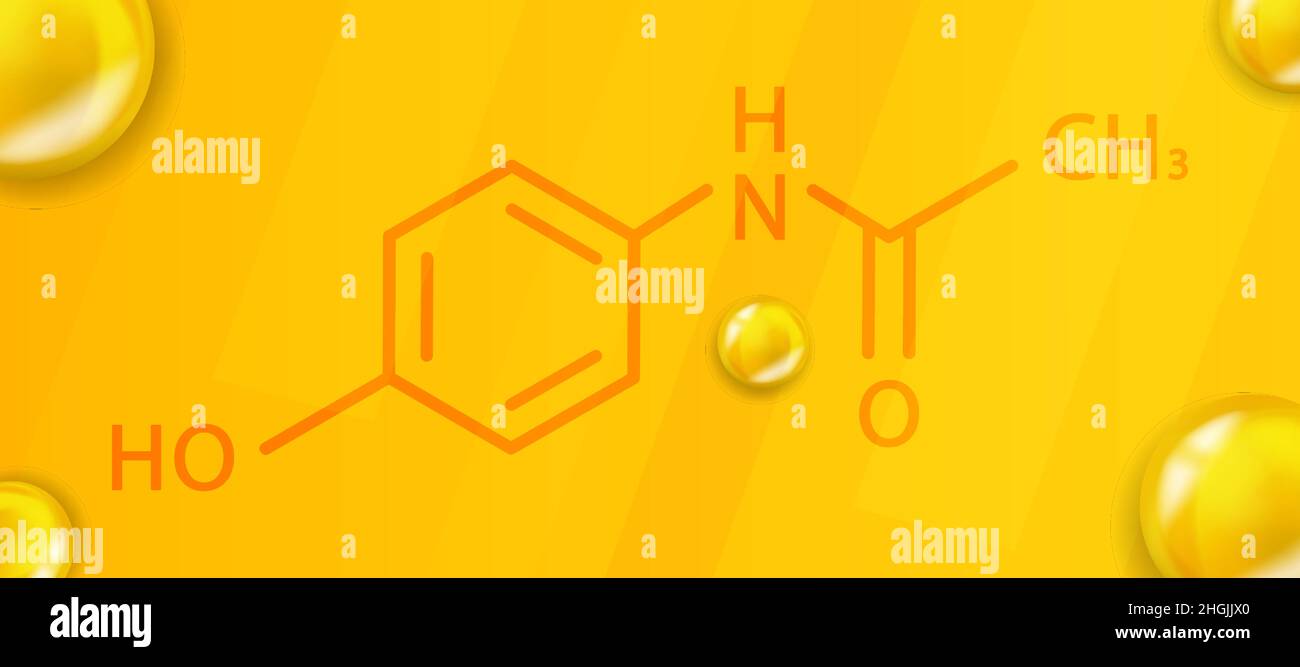 Paracetamol chemical formula. Paracetamol 3D Realistic chemical