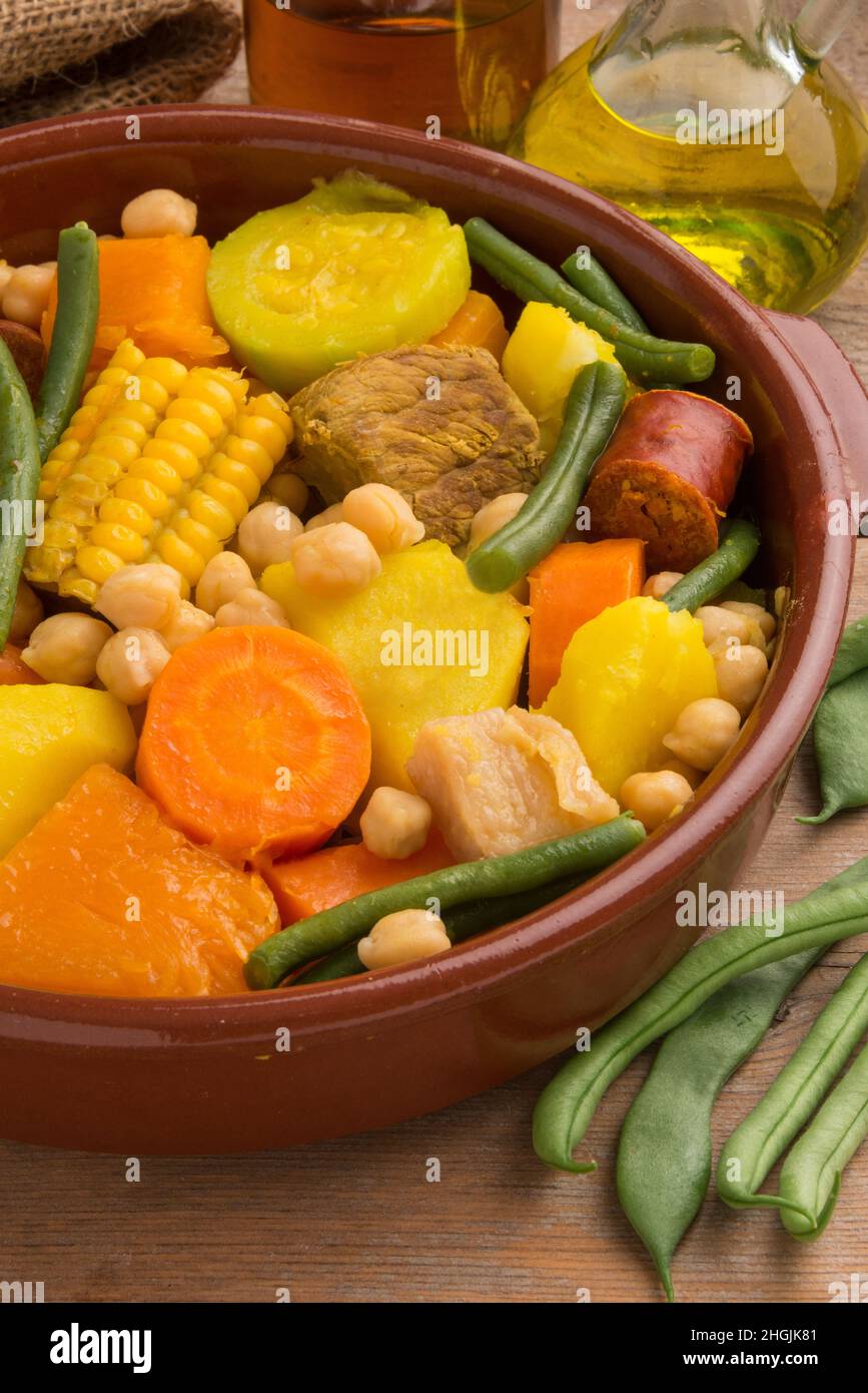 Casserole with Canarian stew Stock Photo