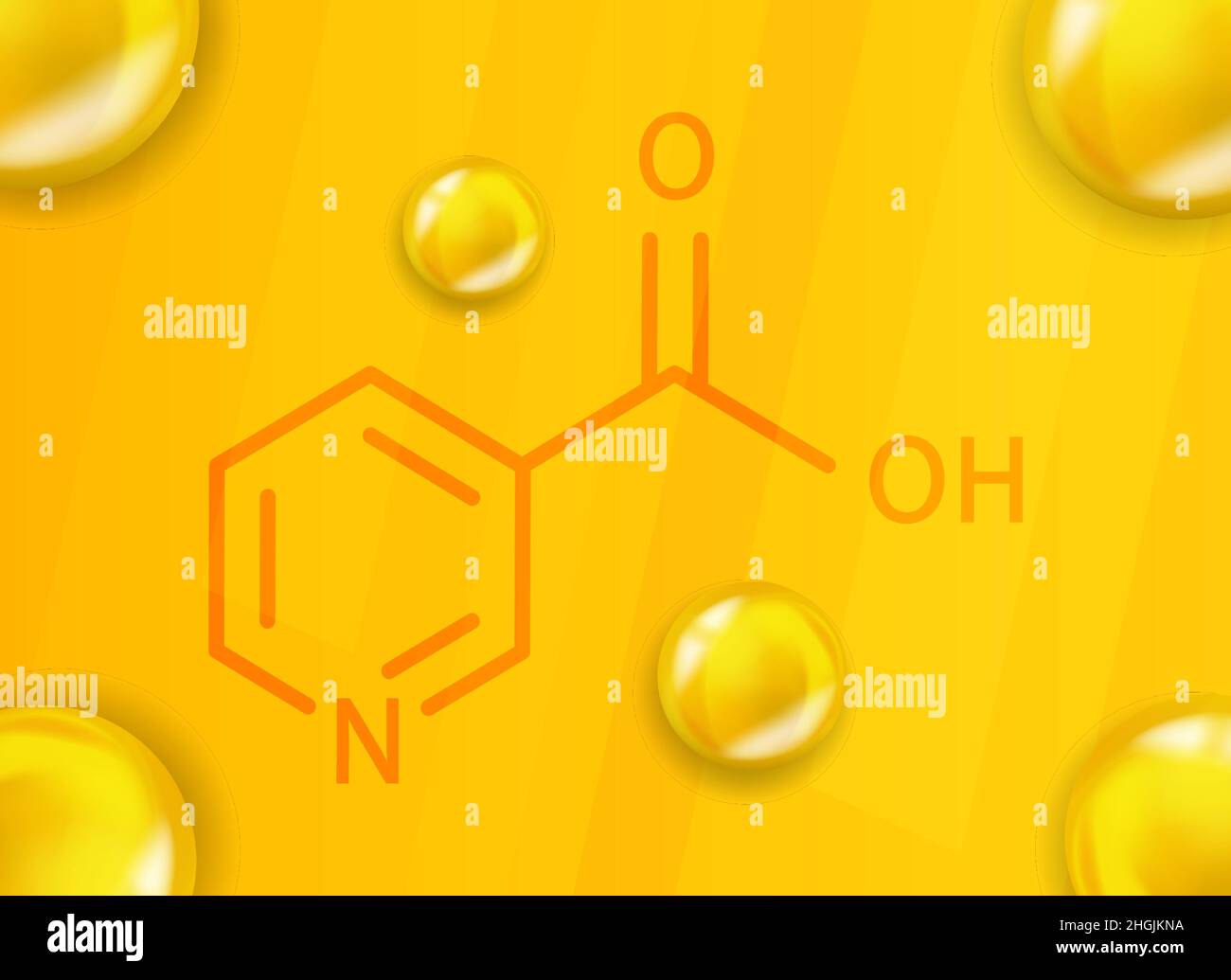 Vitamin B3 chemical formula. Vitamin B3 Realistic chemical molecular