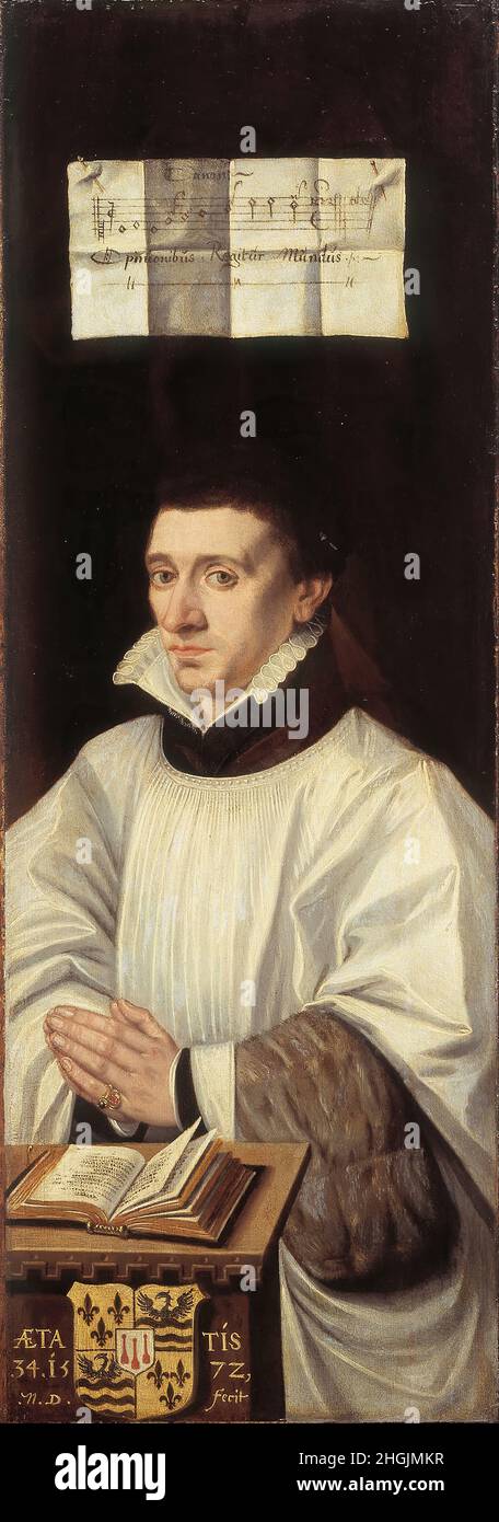 Monogrammist N.D. - Portrait of a priest (inside part of the right section of a triptych) Stock Photo