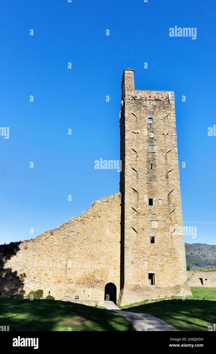 Castiglion Fiorentino ,Italy , November  19-2021 ,The Cassero the medieval  fortress with surrounding wall Stock Photo