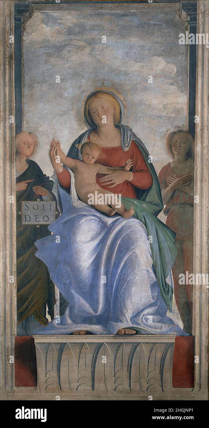 Suardi Bartolomeo (Bramantino) - Milano - Pinacoteca di Brera - (sala 11) Madonna con il Bambino e due angeli (1508 20) (affresco staccato trasportato su tela 240 x 135 cm)sl11 Stock Photo