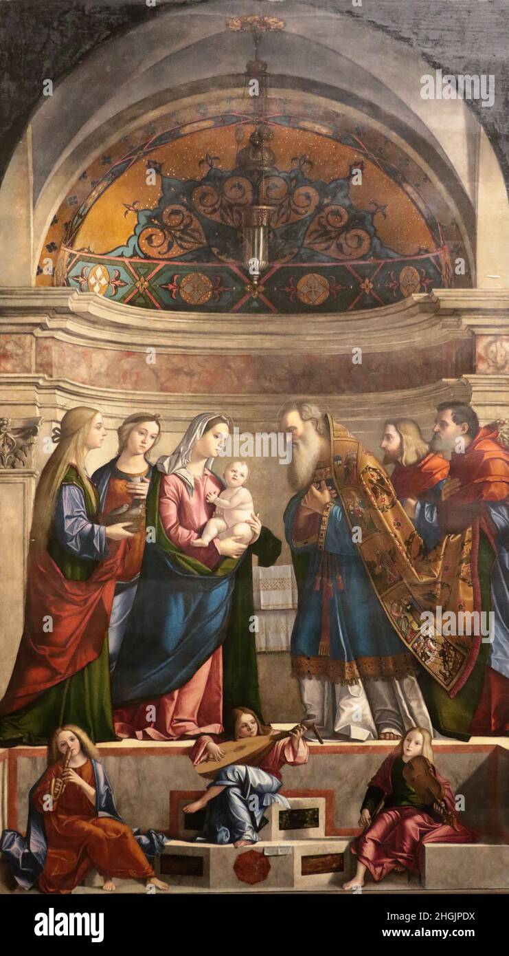 Presentazione di Gesù al Tempio - 1510 - oil on wood 420 x 231 cm - Carpaccio Vittore Stock Photo