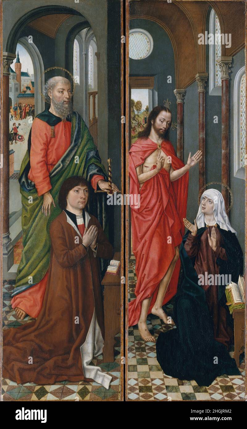 Saint Paul with Paolo Pagagnotti; Christ Appearing to His Mother - 1480c. - olio su tavola 93,4 x 27,6 cm - Master of the Saint Ursula Legend Stock Photo