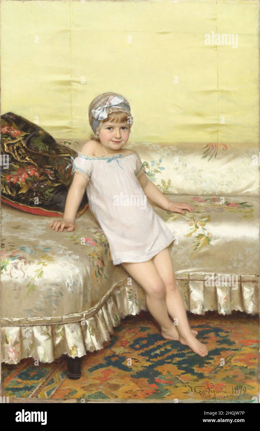 The Silk Divan - 1879 - oil on canvas 129,5 x 84,5 cm - Gordigiani Michele Stock Photo