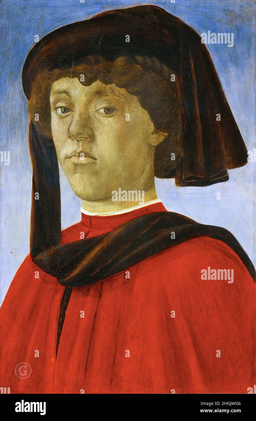 Palazzo Pitti, Galleria Palatina - Ritratto di giovane uomo - 1470c. - olio su tavola 51 x 33,7 cm - Botticelli Sandro Stock Photo