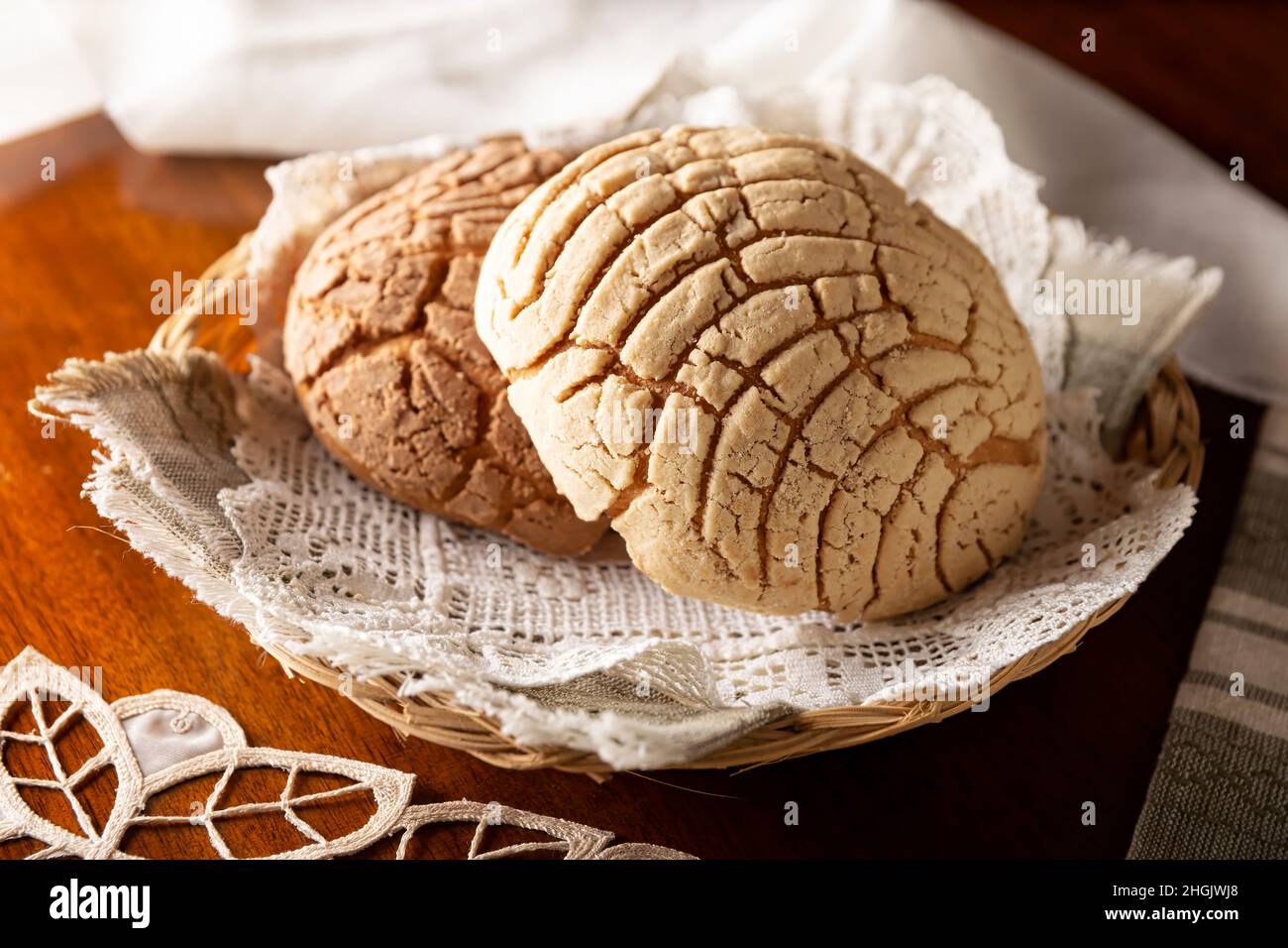 Conchas. Mexican sweet bread roll with seashelllike appearance