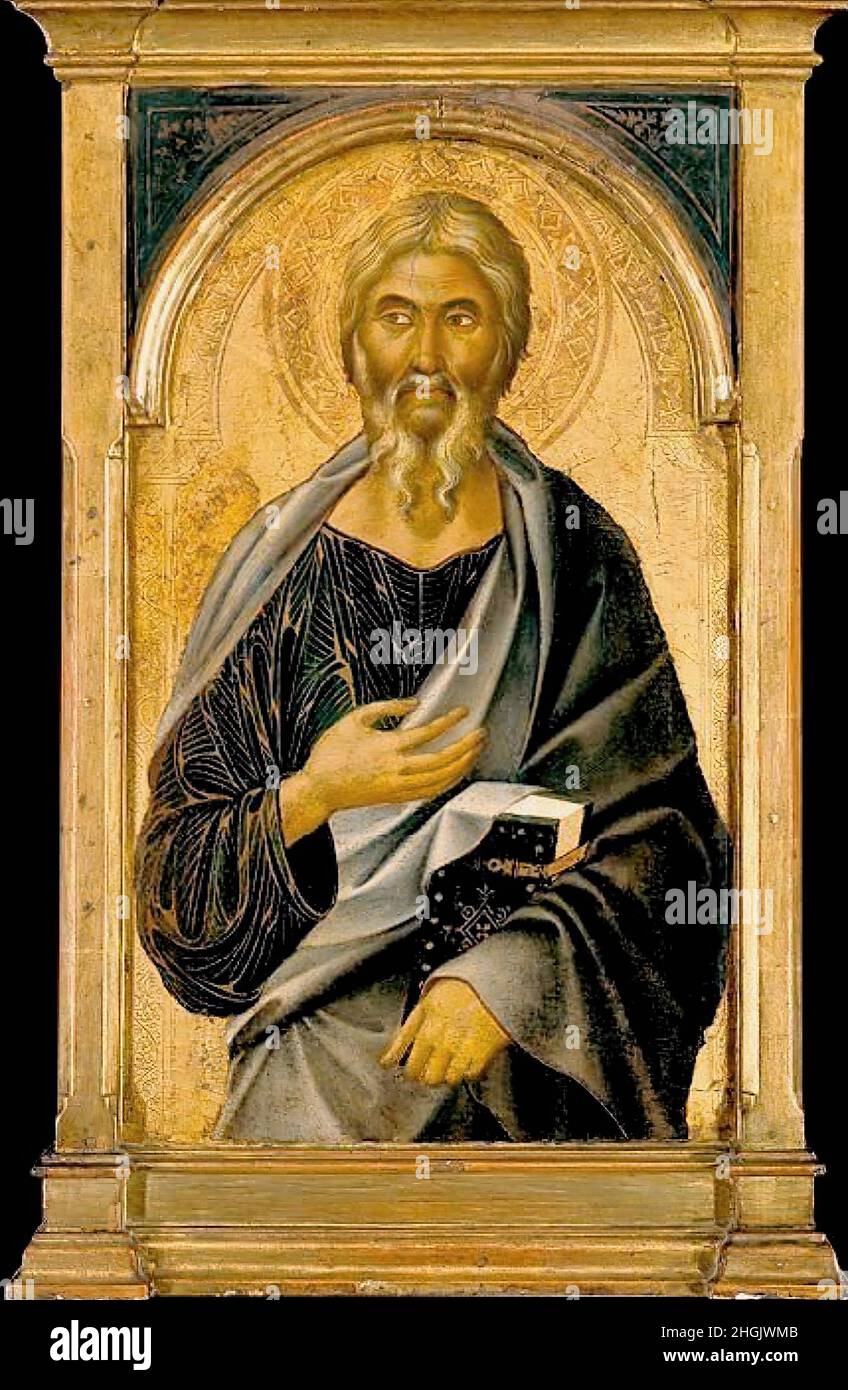 Saint John the Evangelist - 1320c. - tempera su tavola fondo oro 69,2 x 41,9 cm - Di Buonaventura Segna Stock Photo