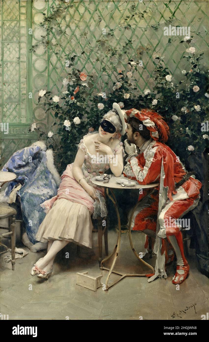 Masqueraders - 1875 78 - Oil on canvas 101,6 x 64,8 cm - De Madrazo y Garreta Raimundo Stock Photo