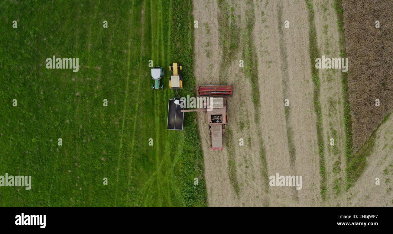 Harvisting Field Agriculture Harvester Harvesting Field Aerial View Stock Photo - Alamy