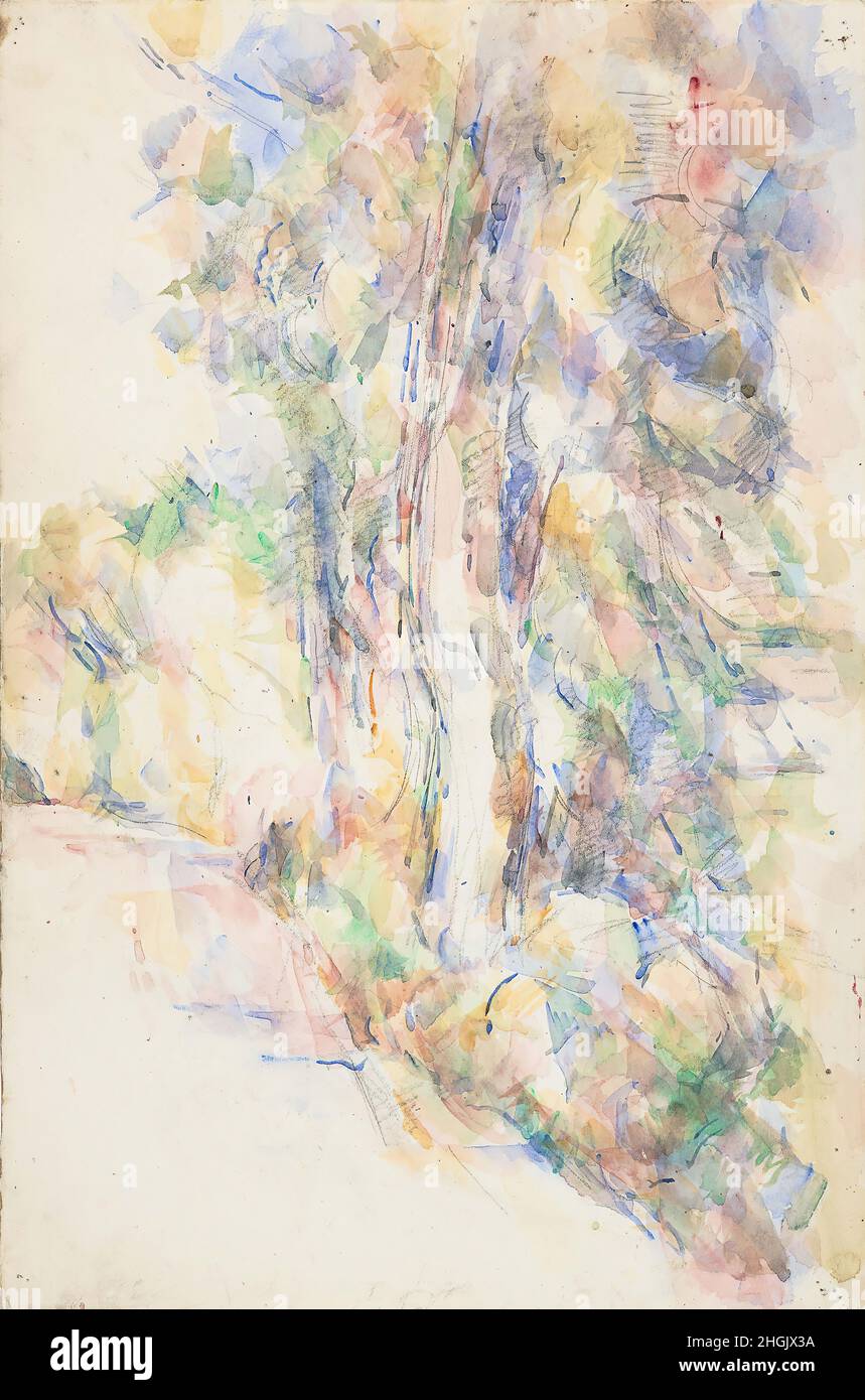 Route avec arbres onr une pente - 1904c. - acquerello e matita on carta 47,8 x 31,7 cm -  2Cézanne Paul Stock Photo