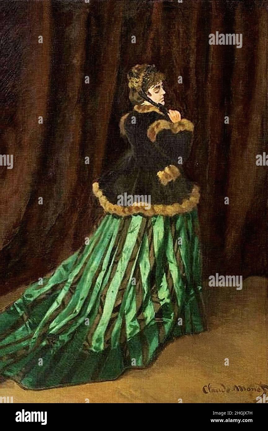 クロード・モネ、Camille or The Woman in the Gree Art Print/Poster: Claude Monet Camille or The Woman in The