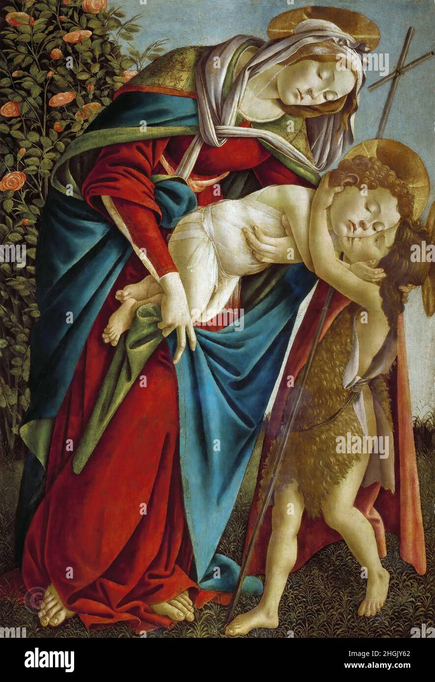 Palazzo Pitti, Galleria Palatina - Madonna con Bambino e San Giovannino - 1505c. - oil on canvas 134 x 92 cm - Botticelli Sandro Stock Photo