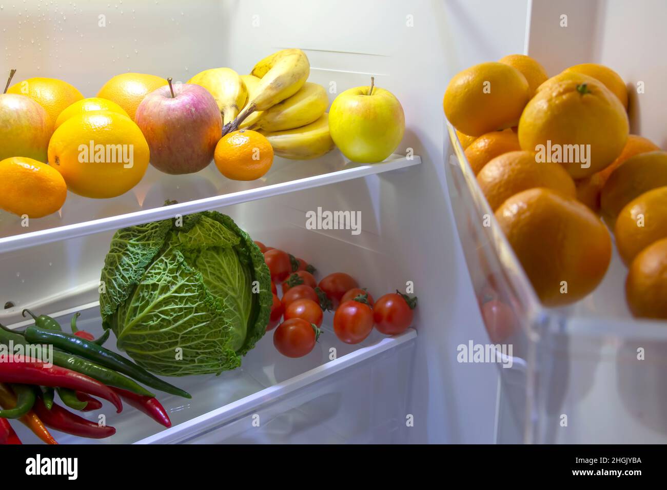 fruits and vegetables in the refrigerator. preservation of vitamin