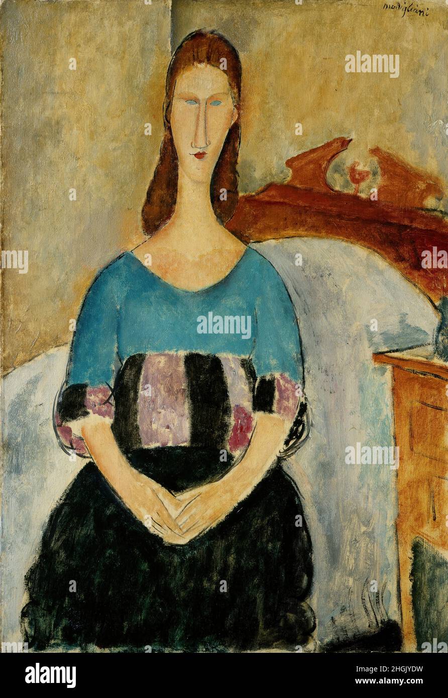 Ritratto di jeanne Hebuterne, seduta - 1918 - oil on canvas 38 x 55 cm - Modigliani Amedeo Stock Photo