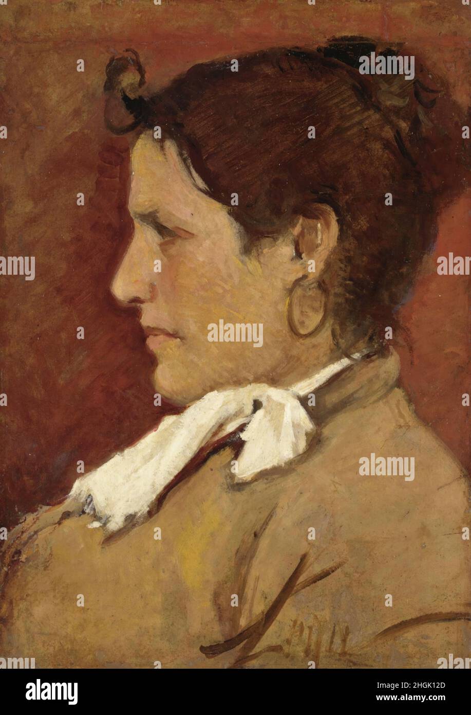 Lega Silvestro - Private Collection - Profilo femminile - 1888 - oil on canvas 43,5 x 31 cm - Stock Photo