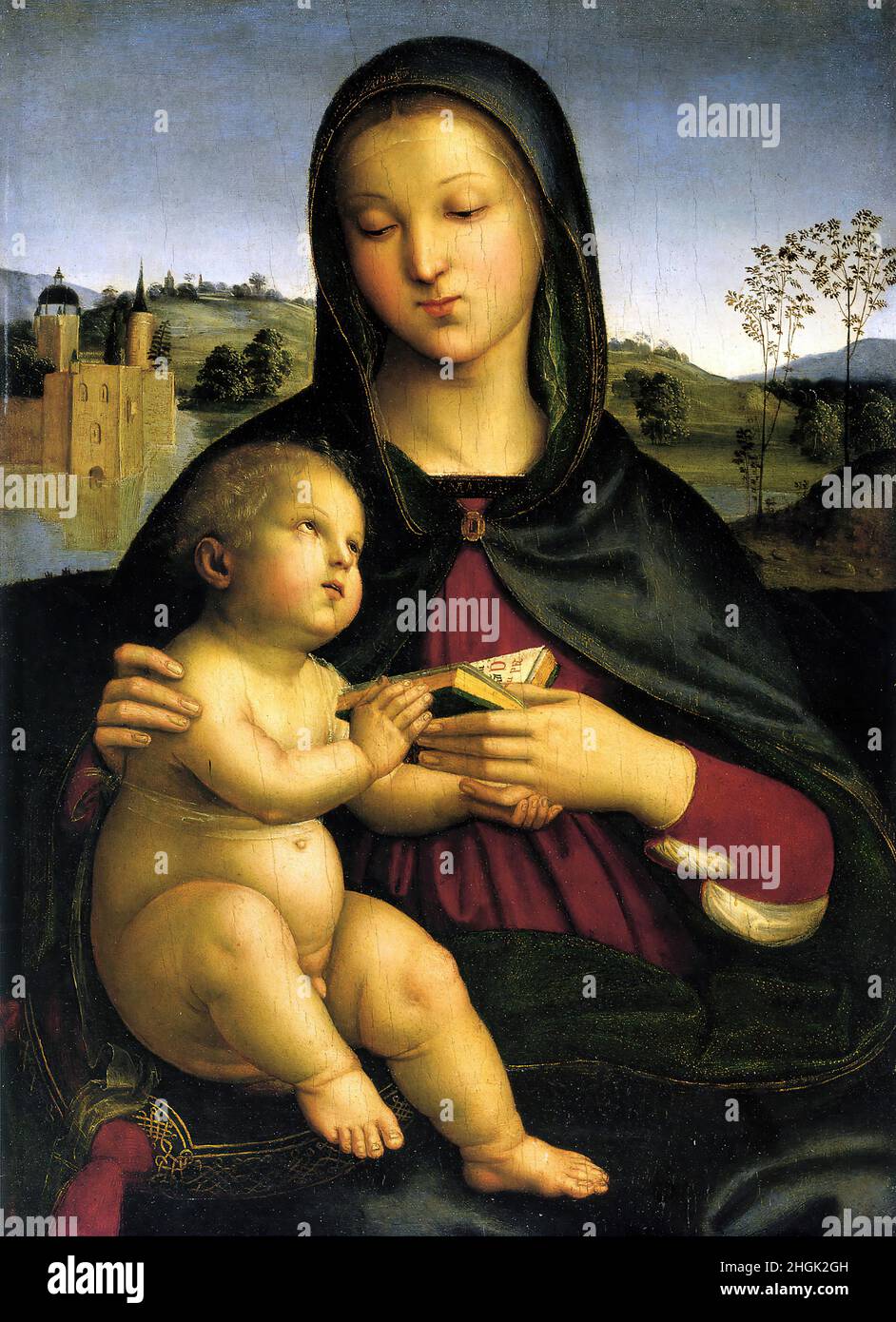 Madonna and Child with Book - 1502 03 - oil on wood 55 × 40 cm - mwxSanzio Raffaello Stock Photo ...
