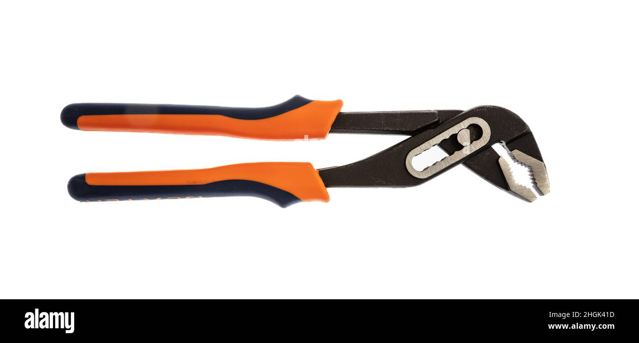 Water pump pliers, work tool. Rubber handle new slip joint pliers