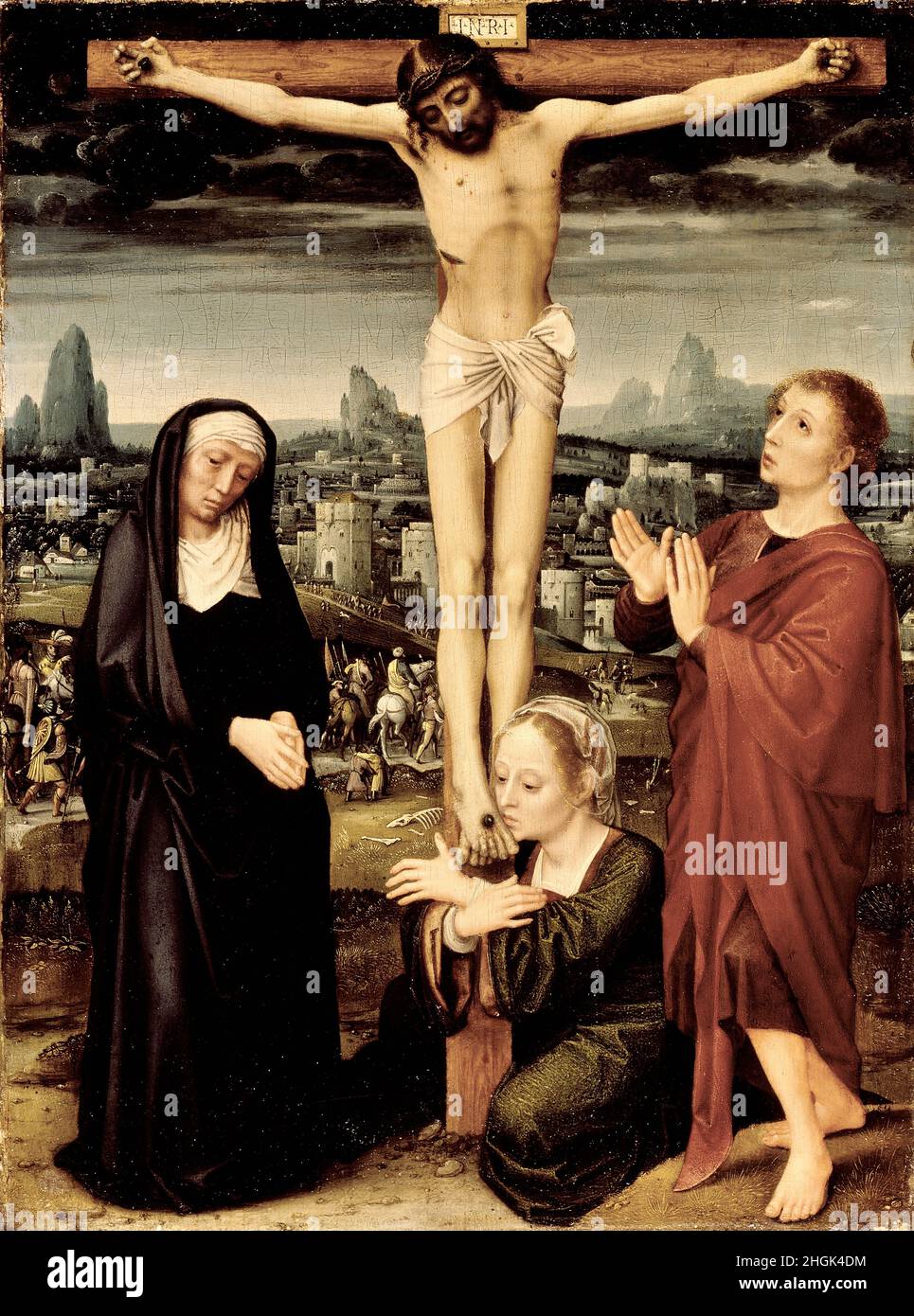 The Crucifixion - 1525c. - oil on wood 44,7 x 34,3 cm - Isenbrandt Adriaen Stock Photo