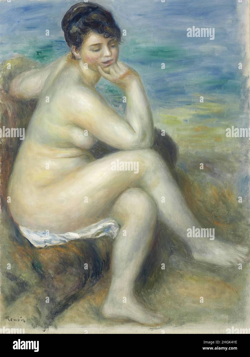 Renoir Auguste - Private Collection - Baigneuse accoudée - 1882 - Oil on canvas 54,3 x 40,3 cm Stock Photo