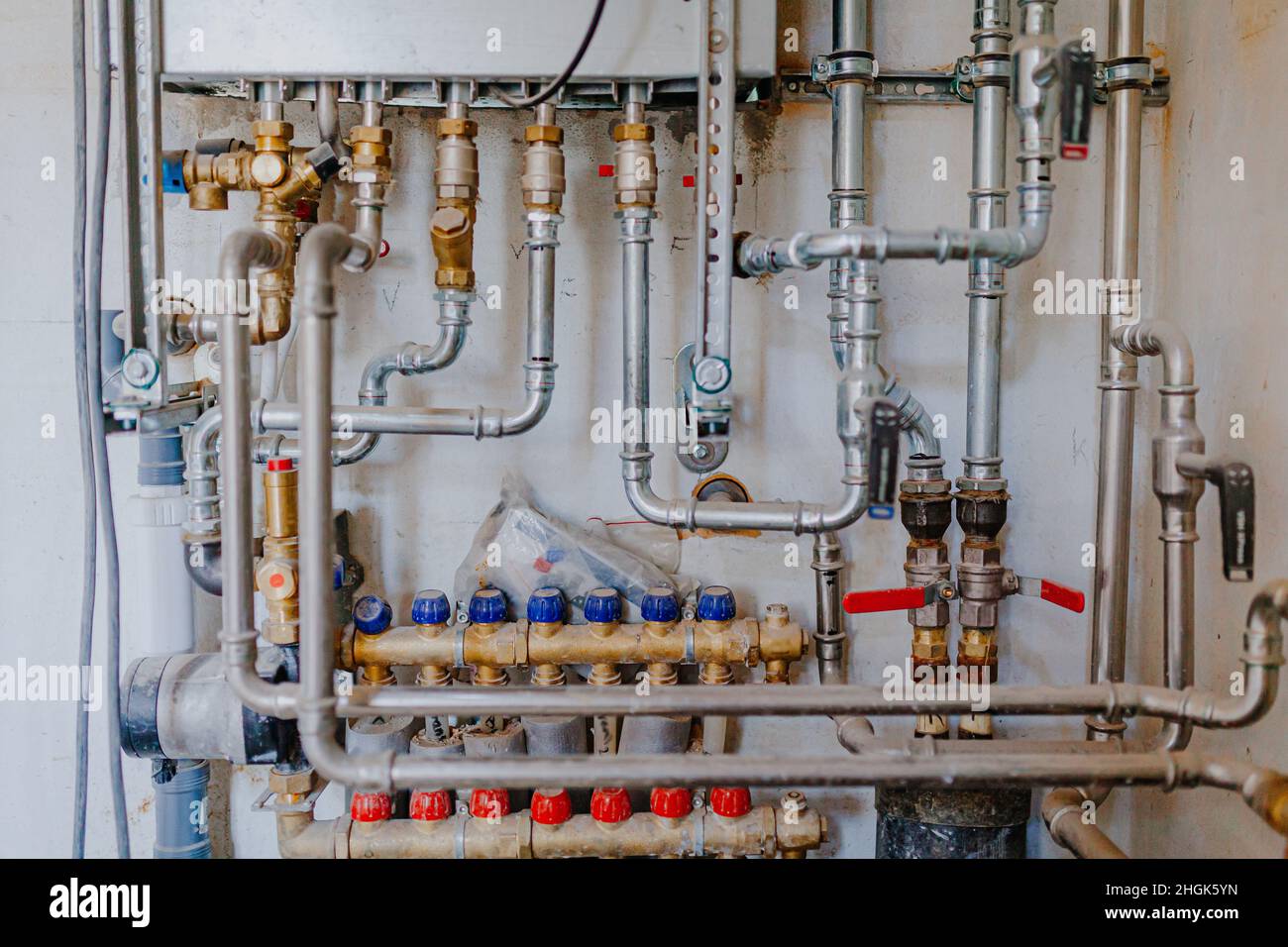 Pipes and Valves from Heating House System Stock Photo Alamy