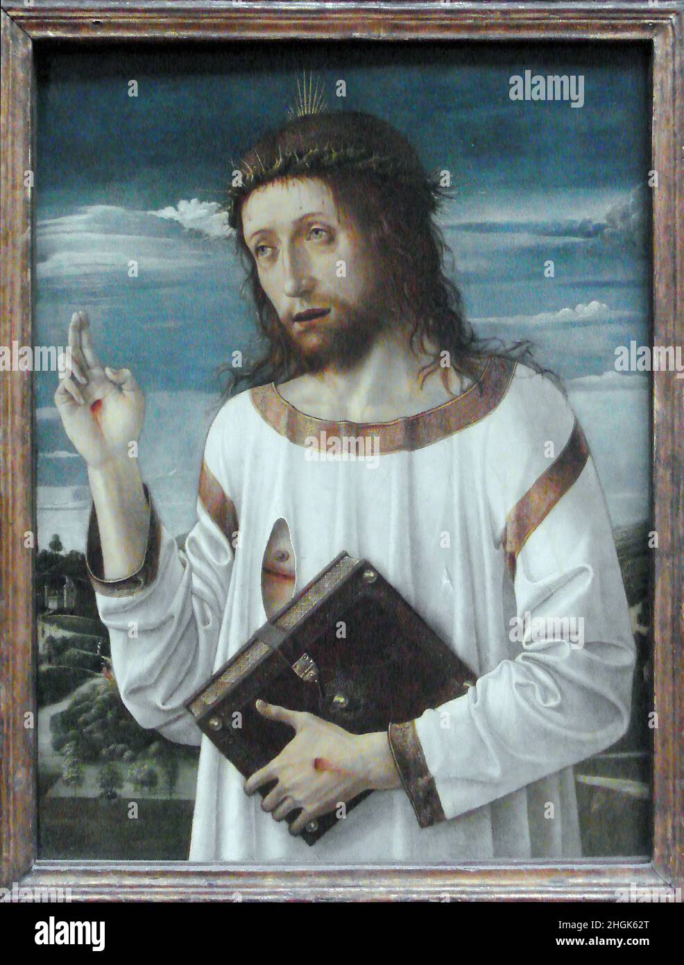 Christ Blessing - tempera su tavola 58 x 44 cm - Bellini Giovanni Stock Photo