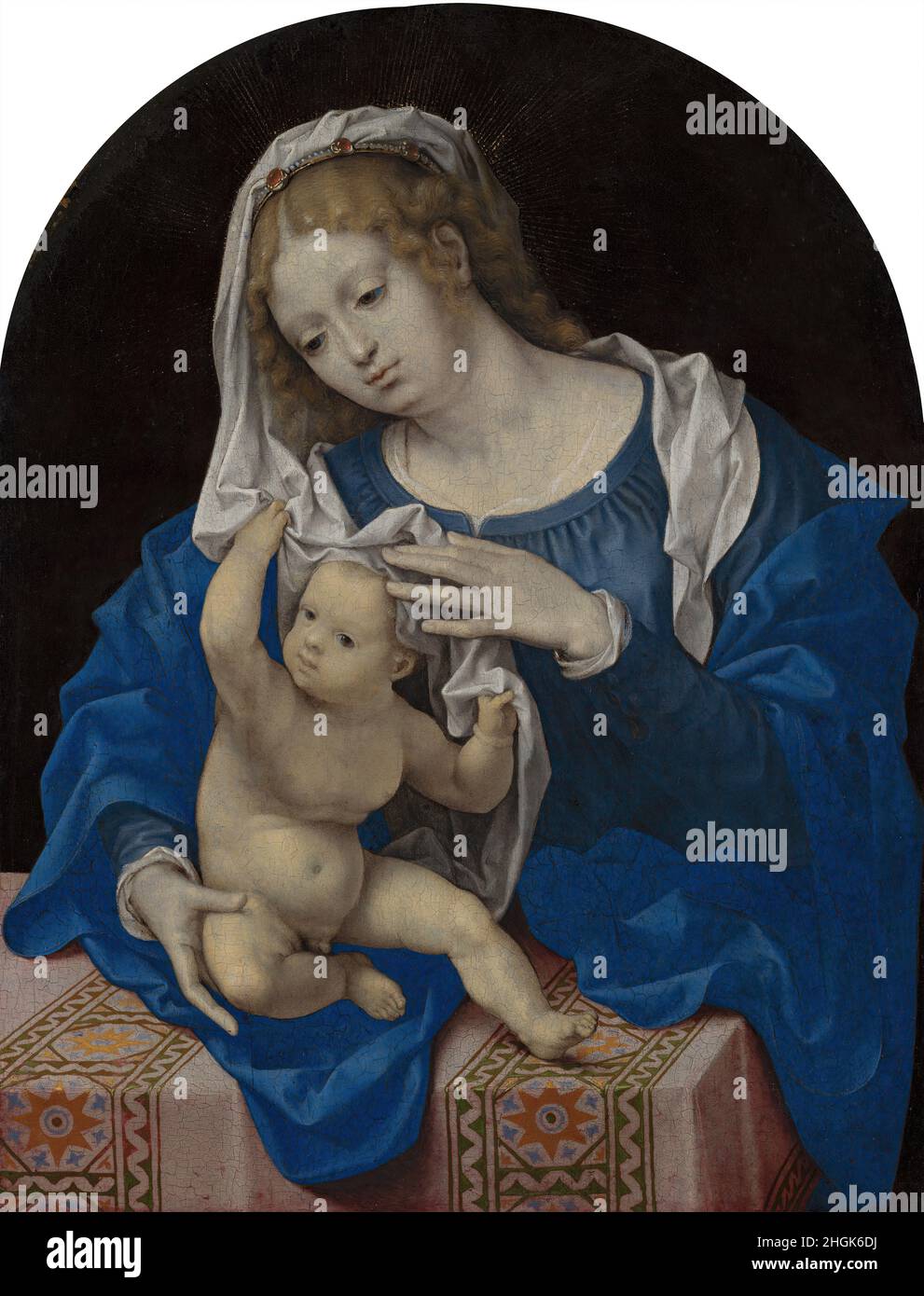 Madonna and Child - 1520c. - oil on wood 25,4 x 19,3 cm - Gossaert Jan Stock Photo