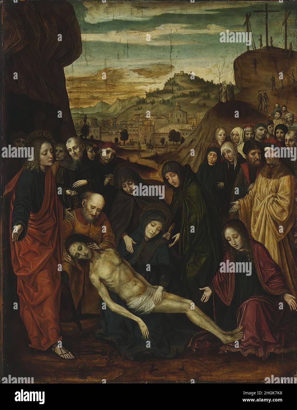 The lamentation of Christ - 1485c - tempera e oil on wood 64,7 x 49,3 cm - Da Fossano Ambrogio - Bergognone - Stock Photo